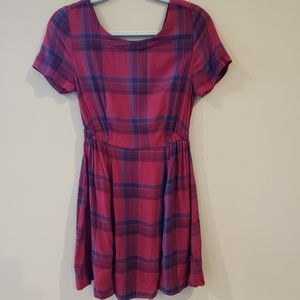 Volcom Maroon Plaid Fit And Flare Dress